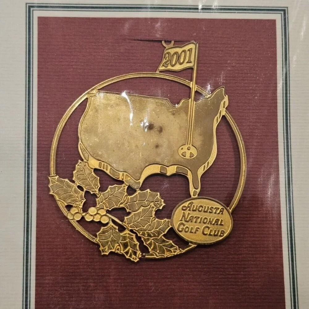 RARE 2001 MASTERS 24k TOURNAMENT AUGUSTA NATIONAL GOLF CLUB PGA HOLIDAY ORNAMENT